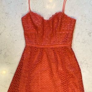 J Crew coral eyelet dress